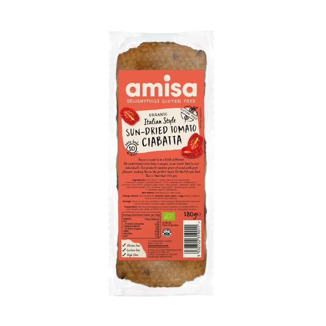 Amisa Organic Gluten Free White Sun-Dried Tomato Ciabatta, 180g