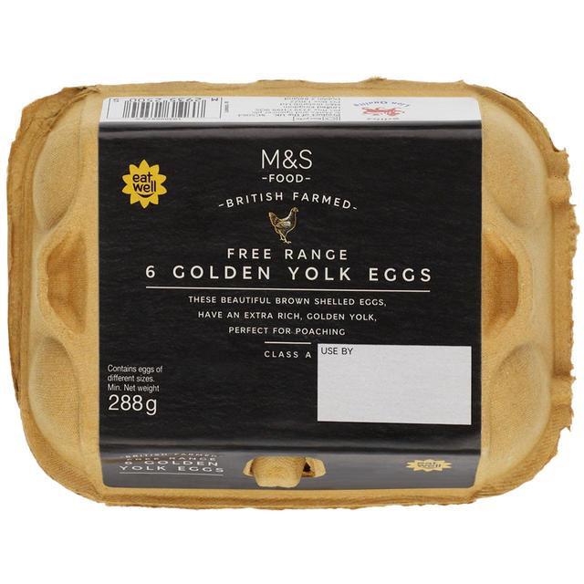 M & S Free Range 6 Golden Yolk Eggs, 6 Per Pack