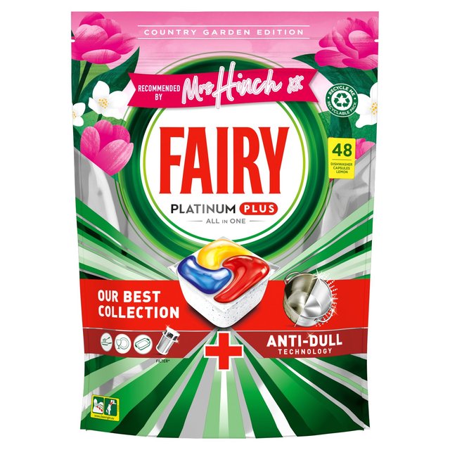 Fairy Platinum Plus Deep Clean Spring Garden Mrs Hinch, 48 Per Pack