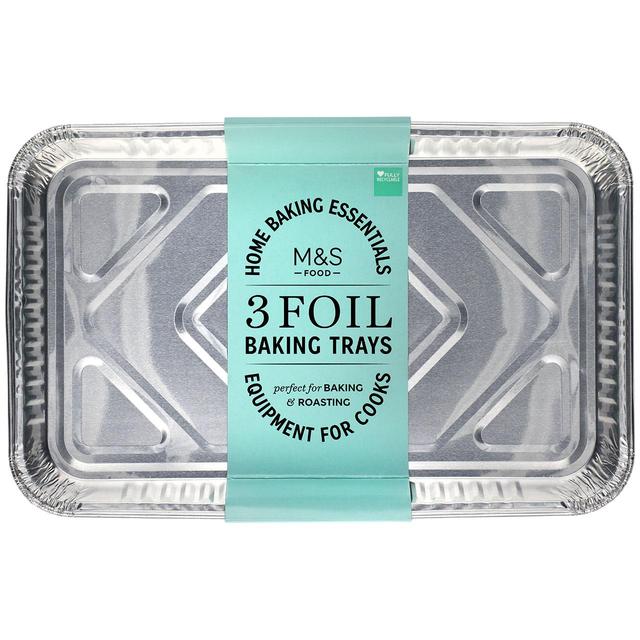 M & S Silver 3 Foil Baking Trays, 320x200mm, 3 per Pack