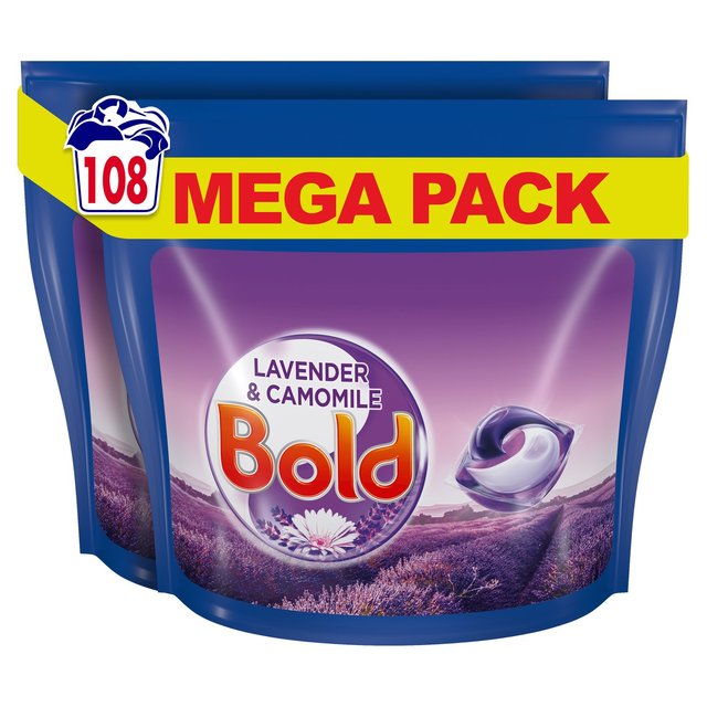 Bold All-In-1 Pods Washing Liquid Capsules Lavender And Camomile 108 Washes, 108 Per Pack