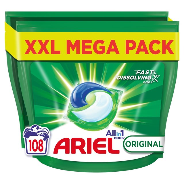 Ariel Original All-In-1 Pods Washing Liquid Capsules 108 Washes, 108 Per Pack