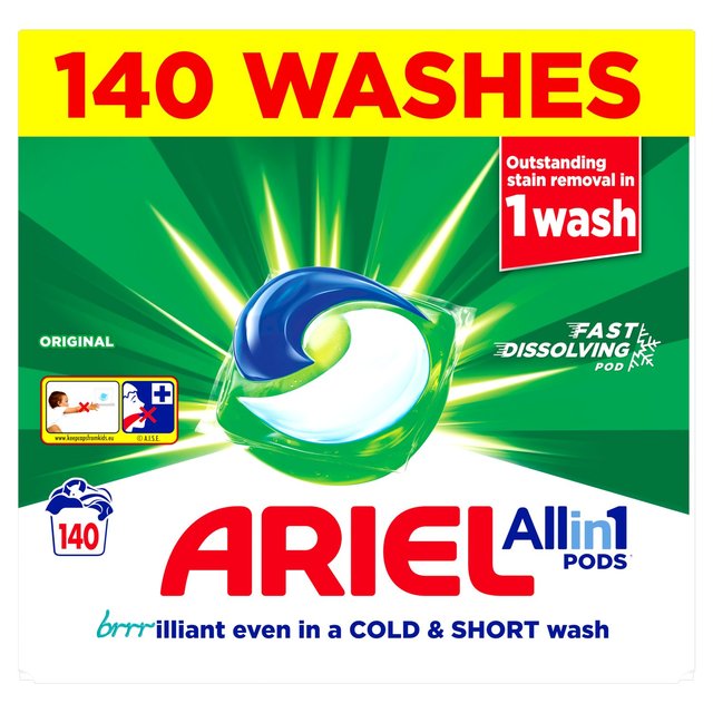 Ariel Original Pods Washing Capsules 140 Washes, 140 Per Pack
