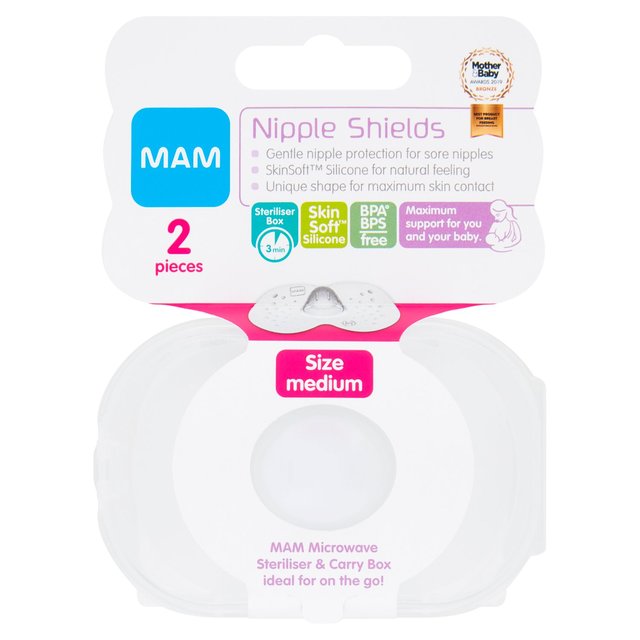 MAM Baby Nipple Shield Medium, 2 Per Pack