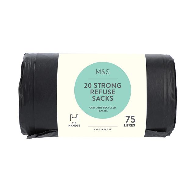 M & S Tie Handle Strong Refuse Sacks 75L