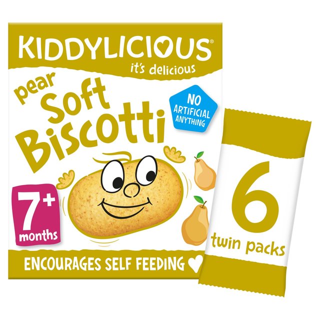 Kiddylicious Baby Snack Pear Biscotti 7 Months+, 6 x 20g