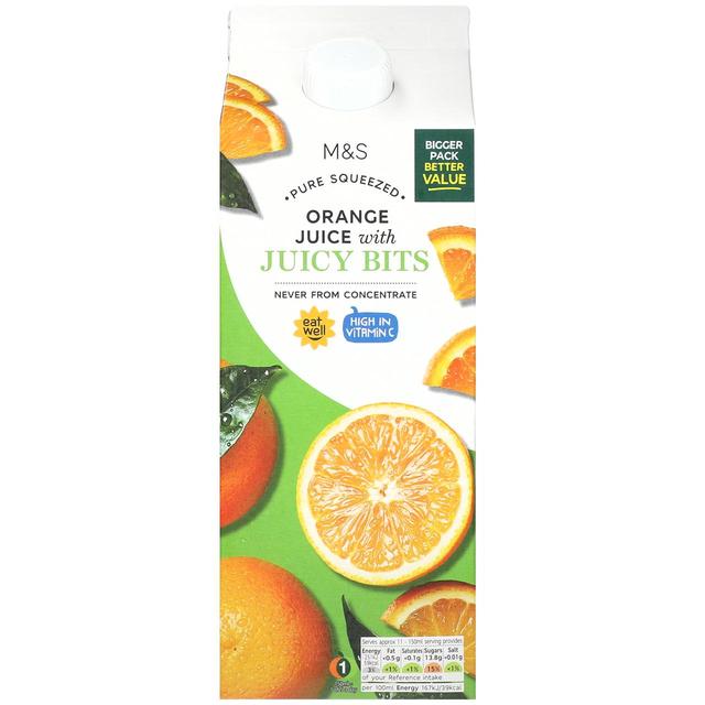 M & S Orange Juice With Bits, 1.75L