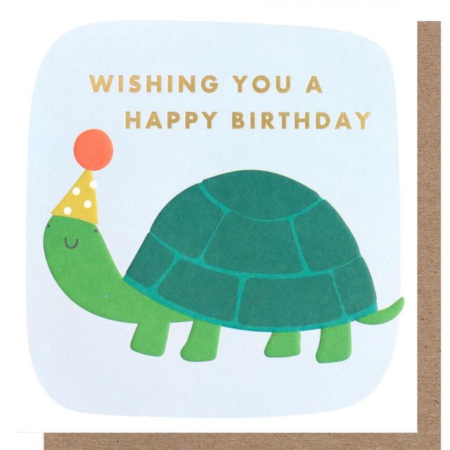 Caroline Gardner Green, Gold and Brown Happy Birthday Tortoise Greetings Card, 140x146mm