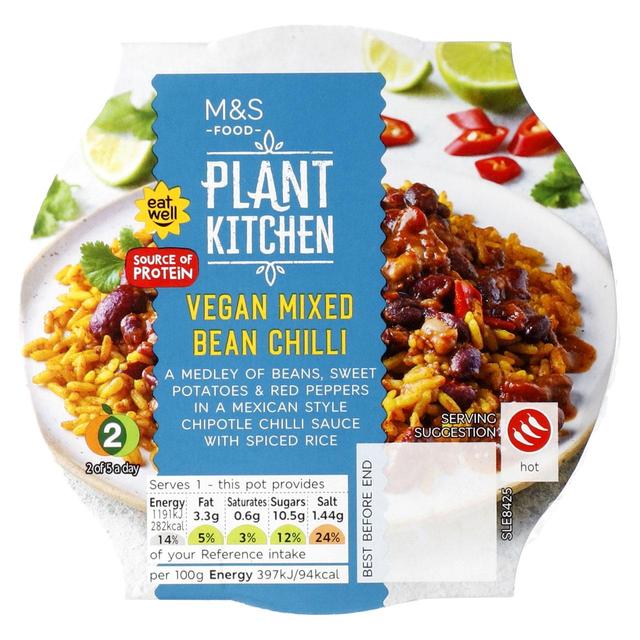 M & S Mixed Bean Chipotle Chilli With Spiced Rice, 300g