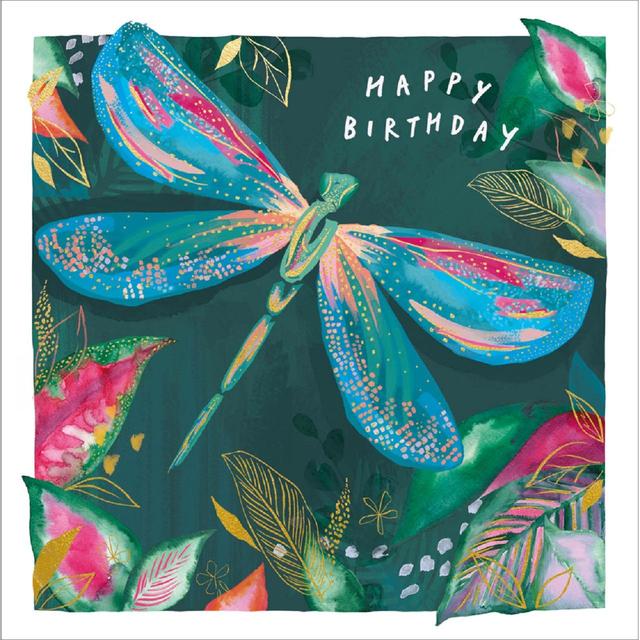 Green, Blue and Pink Iris Birthday Card Wild Greetings Card, 16.9x16.6x0.5cm