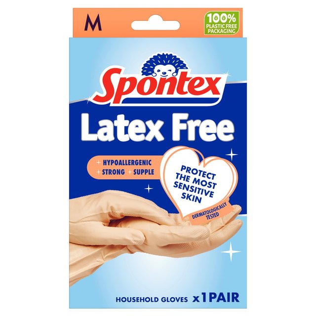 Spontex Beige Latex Free Gloves, Medium