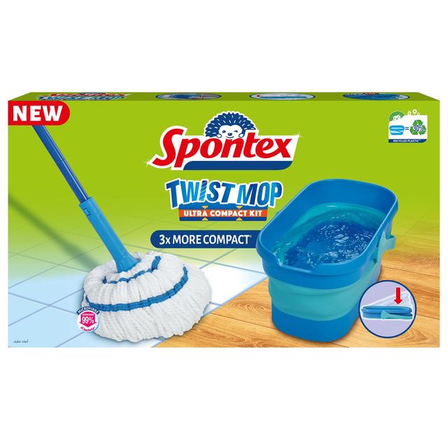 Spontex Blue and White Twist Mop & Bucket Compact Kit, One Size