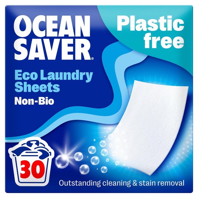 OceanSaver Laundry Detergent EcoSheets Non Bio 30 Washes, 30 Per Pack