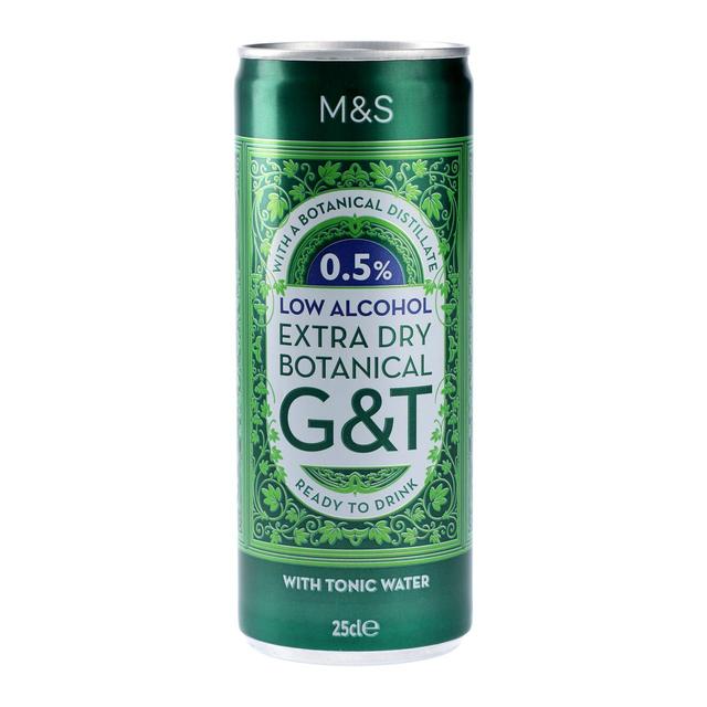 M & S Low Alcohol Extra Dry Gin & Tonic, 250ml