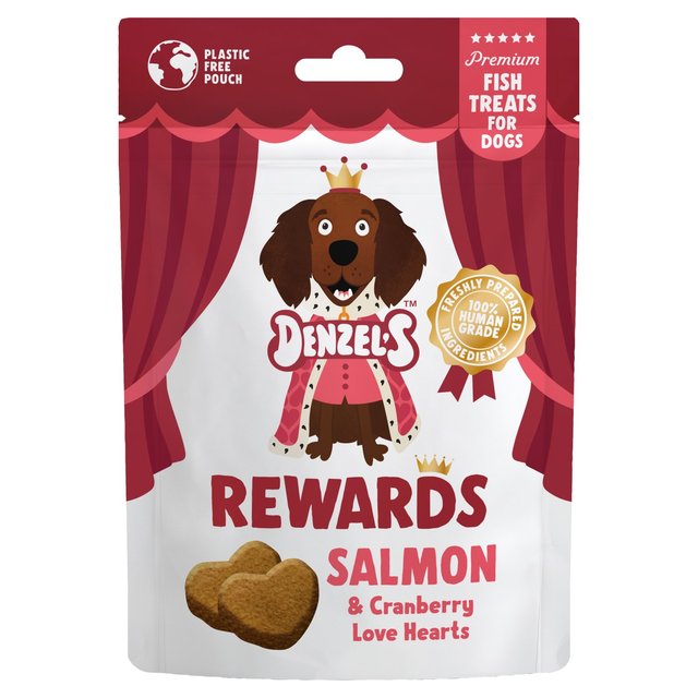 Denzel’s Premium Rewards Salmon & Cranberry Love Heart Dog Treats, 70g