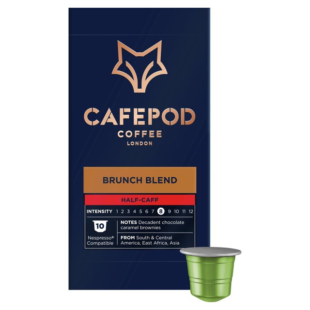 CafePod Half-Caff Brunch Blend Nespresso Compatible Aluminium Coffee Pods, 10 Per Pack