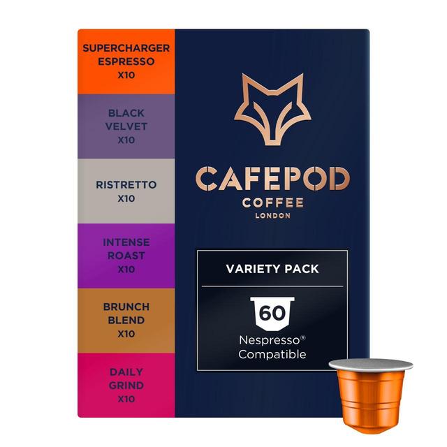 CafePod Variety Pack Nespresso Compatible Aluminium Coffee Pods, 60 Per Pack