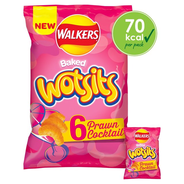 Wotsits Walkers Prawn Cocktail Multipack Snacks Crisps, 6 Per Pack