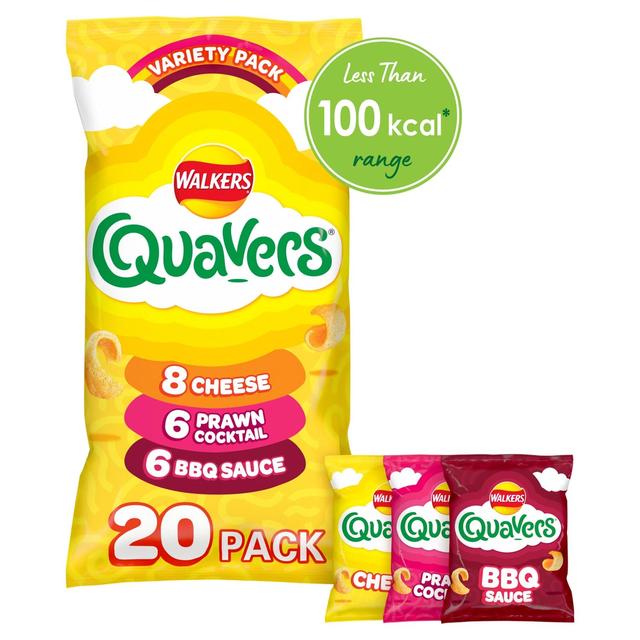 Walkers Quavers Variety Multipack Snacks Crisps, 20 Per Pack