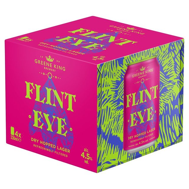 Greene King Flint Eye Dry Hopped Lager Craft Beer Cans 4.5%, 4 x 330ml