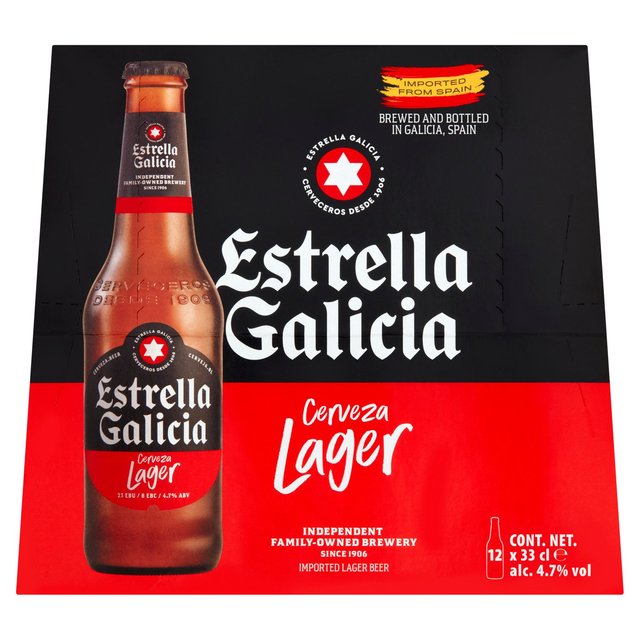 Estrella Galicia Premium Spanish Lager Beer Bottles 4.7%, 12 x 330ml