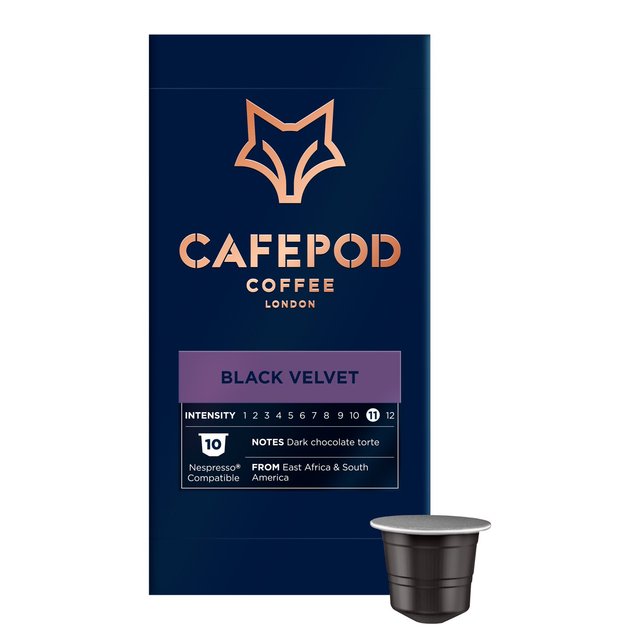 CafePod Black Velvet Nespresso Compatible Aluminium Coffee Pods, 10 Per Pack
