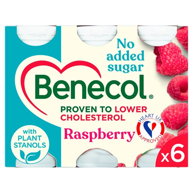Benecol Cholesterol Lowering Yoghurt Drink Raspberry No Added Sugar, 6 x 67.5g