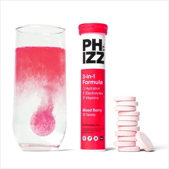 Phizz Mixed Berry 3-in-1 Hydration, Electrolytes and Vitamins Effervescent, 20 Per Pack