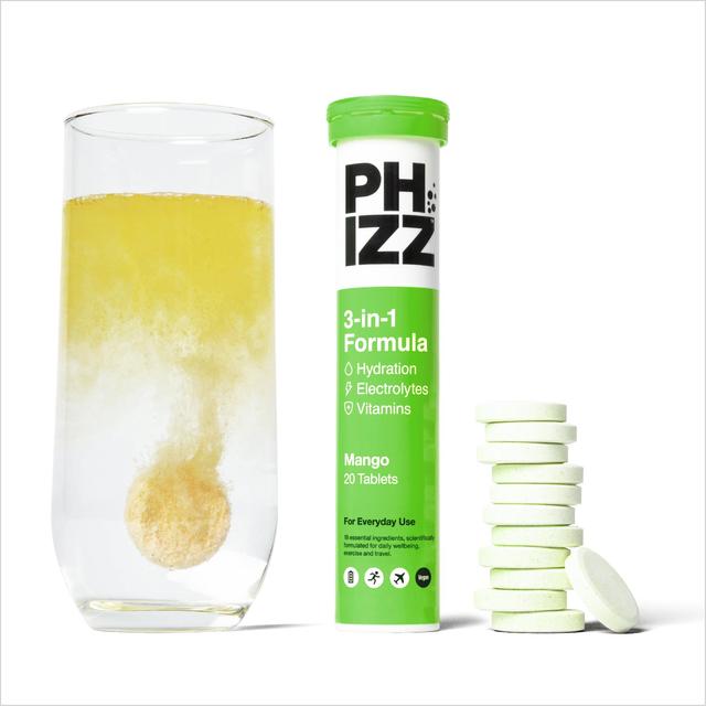 Phizz Mango 3-in-1 Hydration, Electrolytes and Vitamins Effervescent, 20 Per Pack