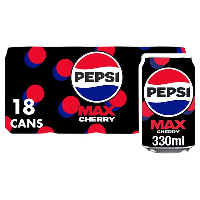 Britvic Pack of 18 Pepsi Max Cherry, 18x330ml, 18 x 330ml