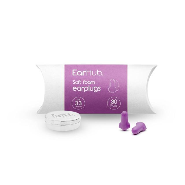 EarHub Sleepwell Purple Soft Foam Earplugs, 30 Per Pack
