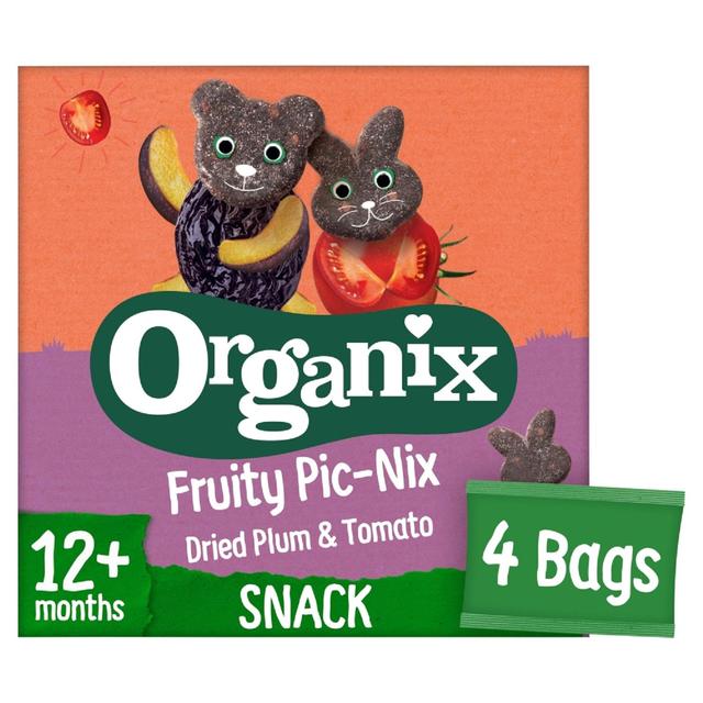 Organix Fruity Snack Dried Plum & Tomato Toddler Baby Treat, 4 x 17g