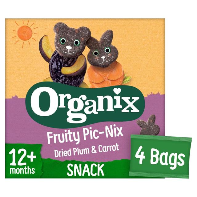 Organix Fruity Pic-Nix Dried Plum & Carrot 12 Month Toddler Multipack, 4 x 17g