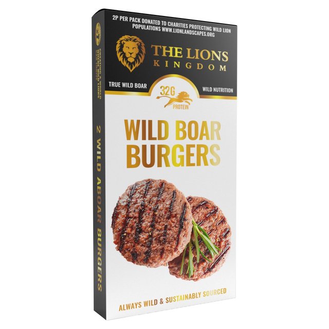 The Lions Kingdom Wild Boar Burgers, 2 x 113g