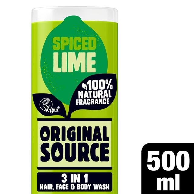 Original Source Spiced Lime 3 in 1 Hair, Face and Body Wash for Men, 500ml