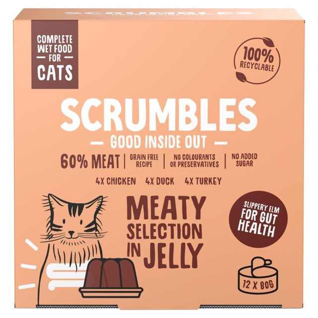 Scrumbles Wet Cat Jelly Meat Selection, 12 x 80g