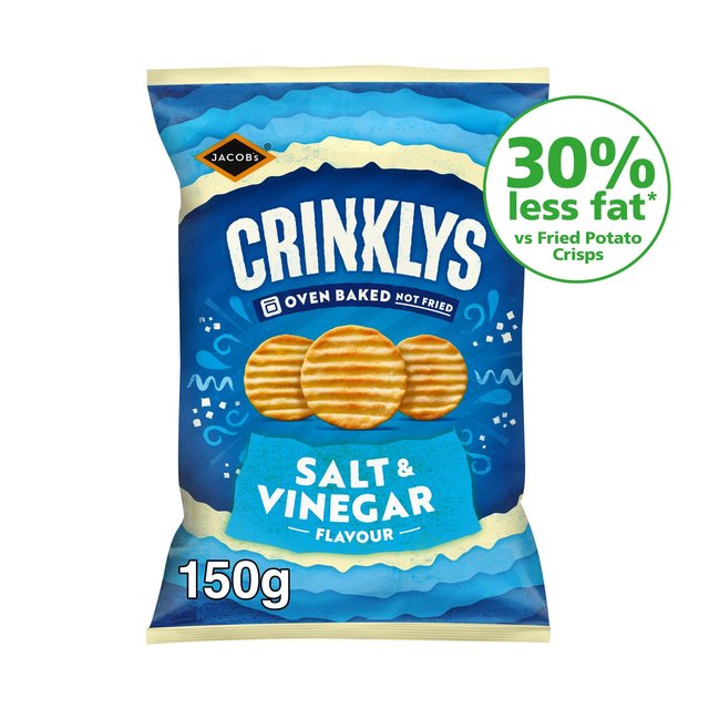 Jacob’s Crinklys Salt & Vinegar Snacks Share Bag, 150g