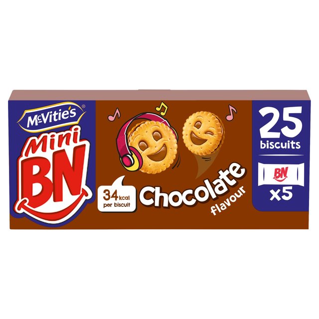 McVitie’s Mini BN Chocolate Flavour Biscuits Multipack, 25 Per Pack