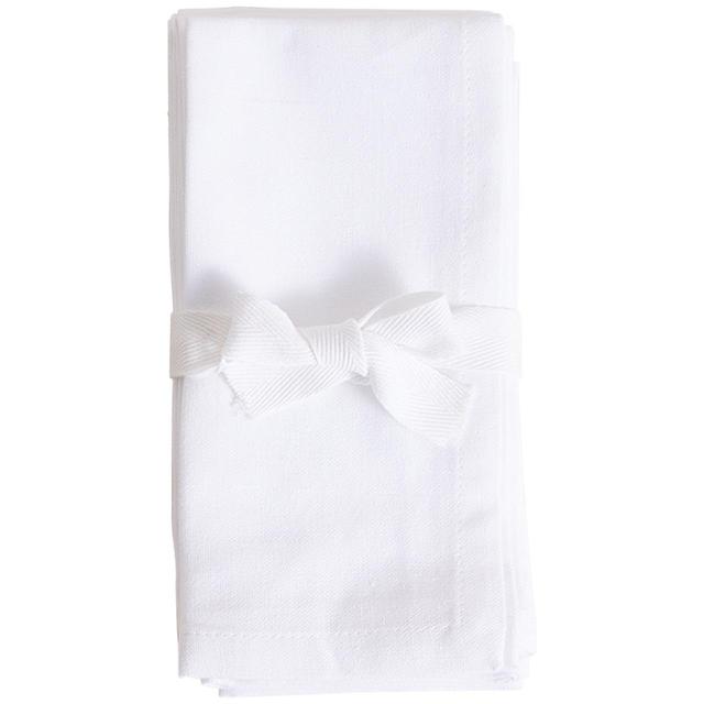 M & S White Cotton With Linen Napkins, 4 Per Pack