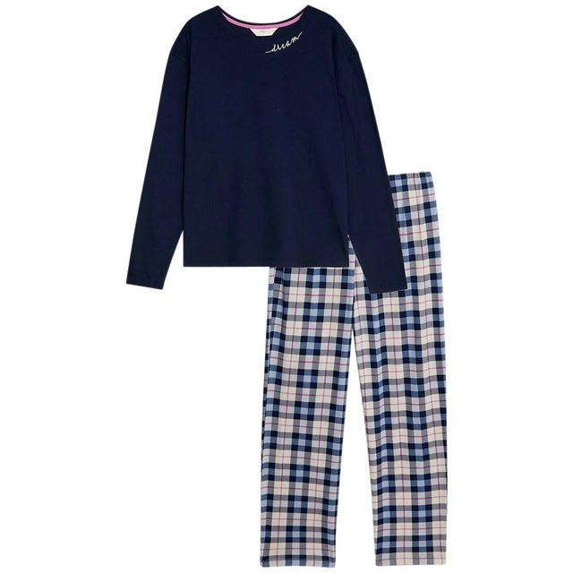 M & S Check Flatpack PJ, Extra Large, Navy