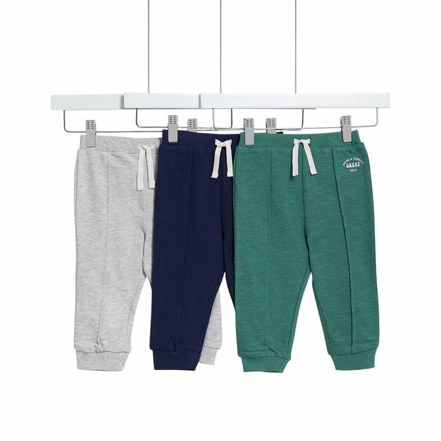 M & S Cotton Joggers, 3 Pack, 2-3 Years