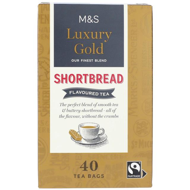 M & S Luxury Gold Shortbread Biscuit Teabags, 40 Per Pack