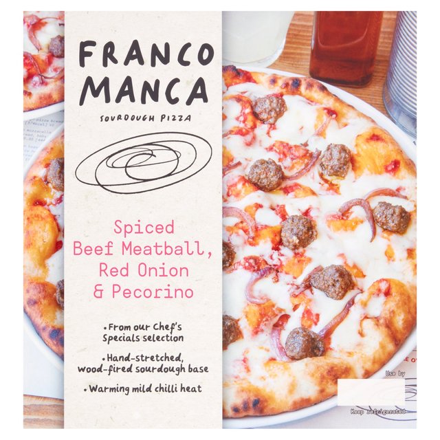 Franco Manca Beef Meatball, Red Onion & Pecorino Pizza, 476g