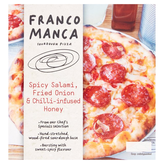 Franco Manca Spicy Salami & Hot Honey and Fried Onion Pizza, 475g