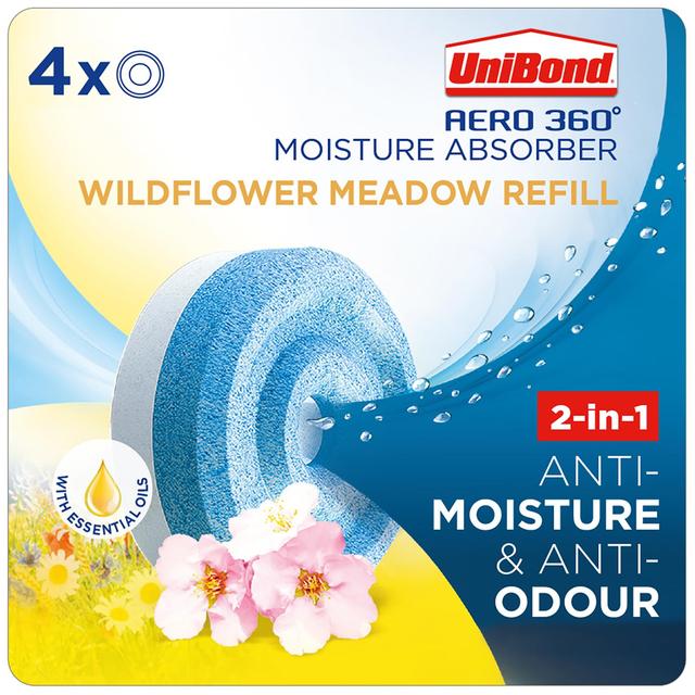 Unibond Aero 360 Moisture Absorber Wildflower Refill Tab, 4 Per Pack
