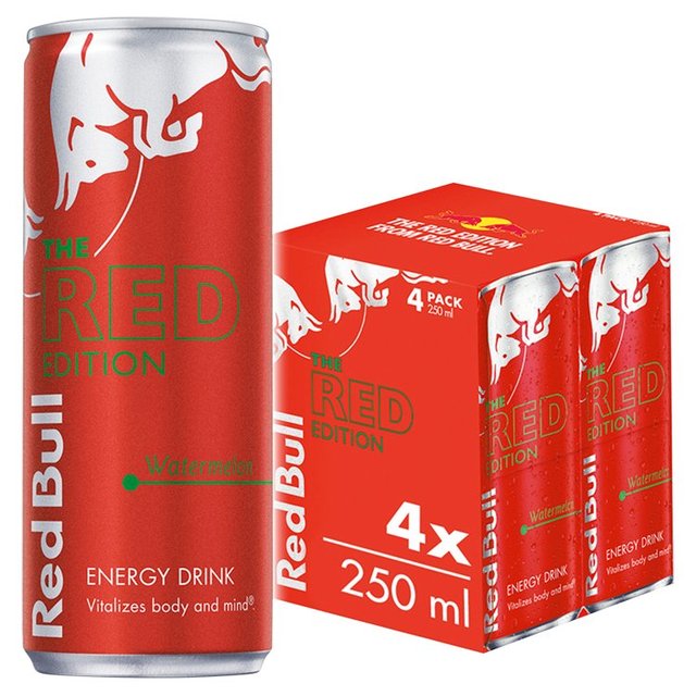 Red Bull Energy Drink Red Edition Watermelon, 4 x 250ml