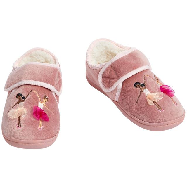 M & S Kids Ballerina Riptape Slippers, Size 12, Pink
