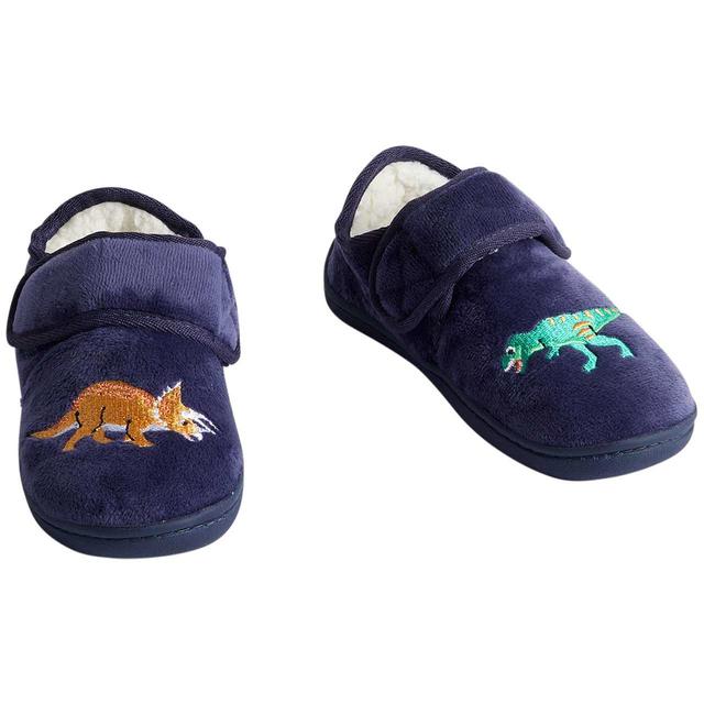 M & S Kids Dino Riptape Slippers, Size 12, Navy
