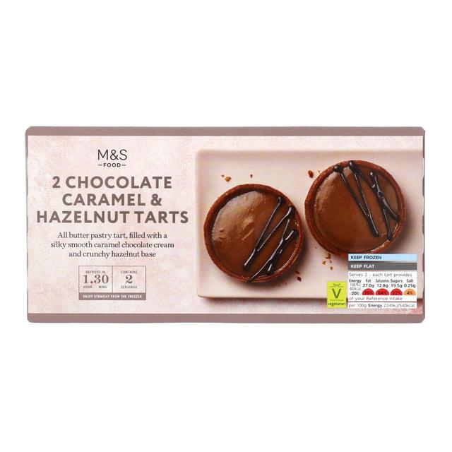 M & S 2 Chocolate Caramel & Hazelnut Tarts Frozen, 150g