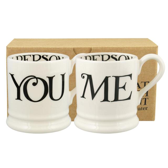Emma Bridgewater Black Toast You & Me 1/2 Pint Mugs Boxed, 2 Per Pack